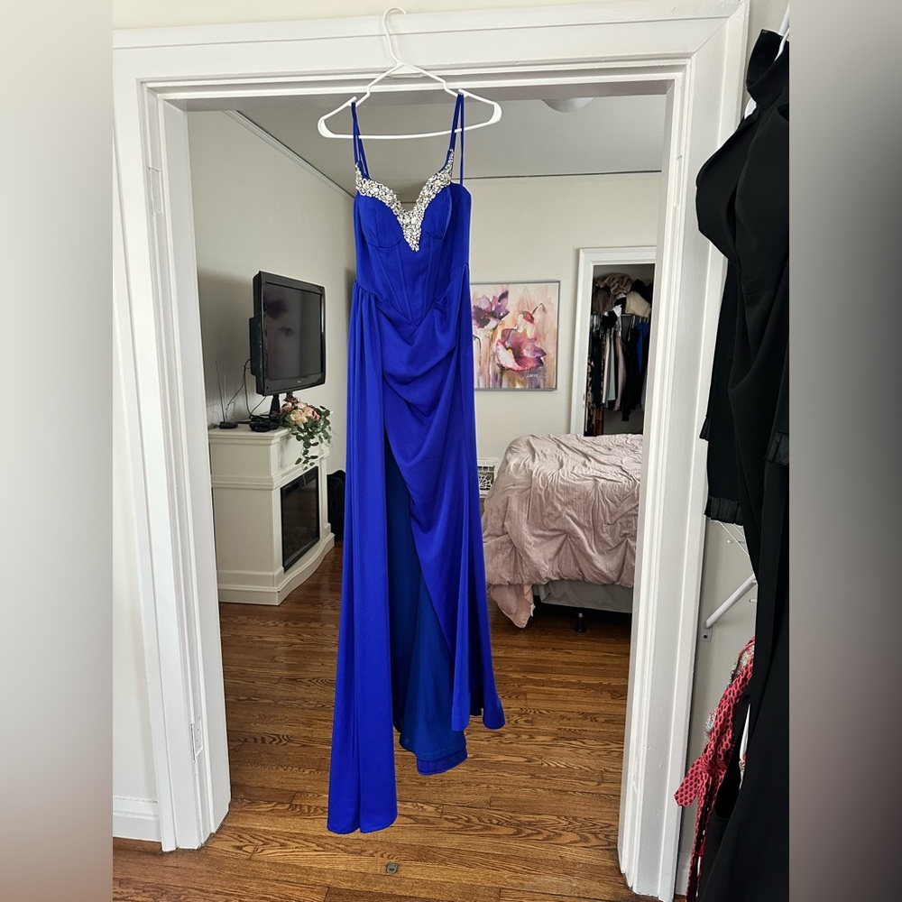 Portia and Scarlett Cobalt Blue Dress with Silver Details - Picture 1 of 5